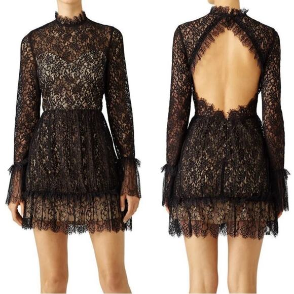 Sailor Amity Mini Dress Black Lace Mockneck Whimsigoth Size X-Small Gently Used - Picture 1 of 9